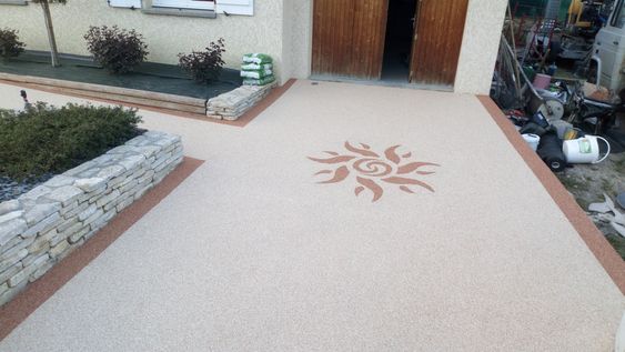 terrasse en résine avec motif